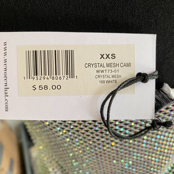 We Wore What Crystal Mesh Cami White Size XXS Disco Summery Clubwear Party - Picture 7 of 7